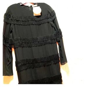Chloe black fringe dress new with tags